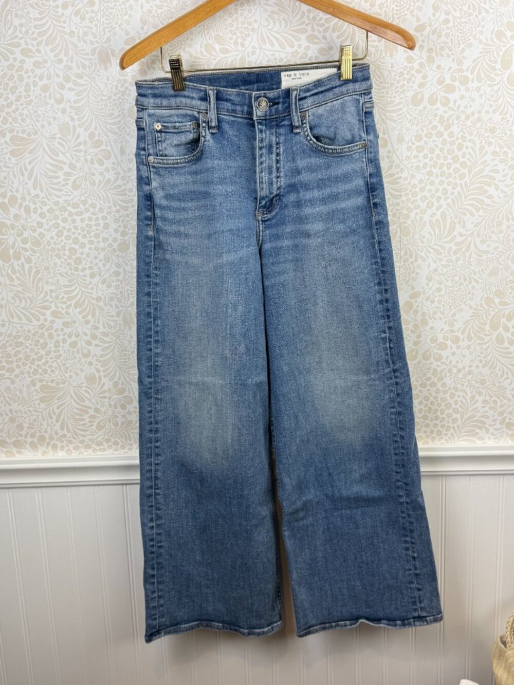 rag & bone Pewter Light Wash Sofie Ankle-Length Wide-Leg Jeans - Size - 26 - Picture 5 of 6